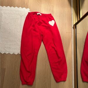 Women's Red Joggers with Heart Design
